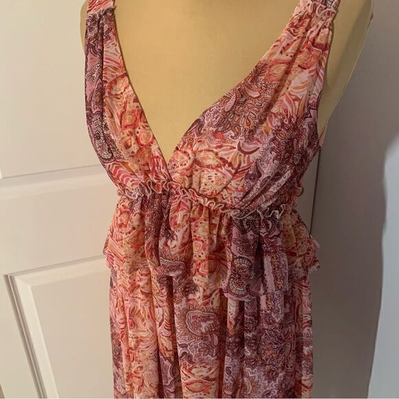 Voyage Mediterranée Collection Floral Mini Red Ruffle Dress - Picture 3 of 8